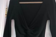 Black ribbed knit long sleeve top