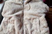 Bershka faux fur hooded jacket in cream
