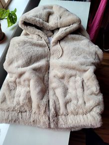Bershka faux fur hooded jacket in cream