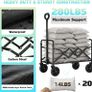 120L Festival Trolley, Beach Trolley Heavy Duty with Adjustable Handle Camping Trolley on Wheels, Foldable Utility Wagon Cart with 2 Cup Holders, Lightweight Pull Along Trolley, Shopping/Garden Image 7