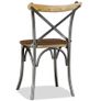Dining Chairs 6 pcs Solid Mango Wood and Steel Cross Back Image 8