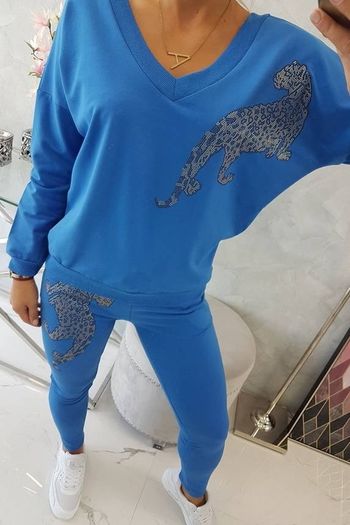 2 piece  tracksuit set with zircon panther