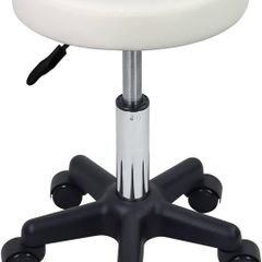 Round Rolling Stool with Wheels Height Adjustable Stool Spa Stool for Salon Massage Home Kitchen White
