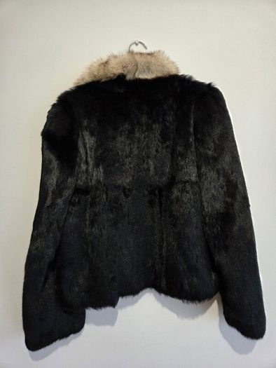 Vintage Real Fur Jacket Size M Elegant Black Glossy Finish, Luxury Evening Wear