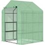 Walk in Garden Greenhouse with Shelves Polytunnel Steeple Green house Grow House Removable Cover 143x138x190cm, Green Image 5