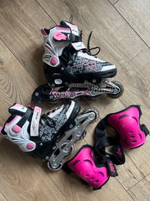 Adjustable Inline Skate Pink Black and White