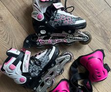 Adjustable Inline Skate Pink Black and White