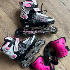 Adjustable Inline Skate Pink Black and White
