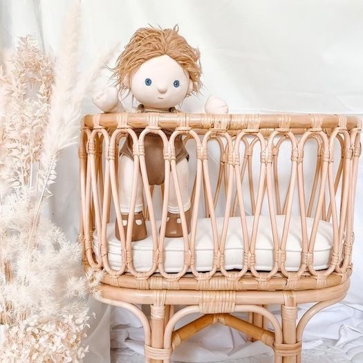 Handmade rattan doll toy crib