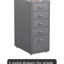5-Drawer Mobile File Cabinet Office Filing Cabinets Under Desk Rolling Filing Organizer Metal Storage Cabinet with Casters for Home and Office Grey Image 2