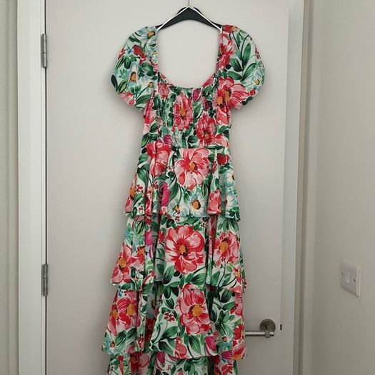Savida Floral Tiered Maxi Dress With Puff Sleeves - EUR 38 / Small (S)