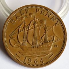 1964 Half a penny Elizabeth II bronze