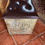 Antique Coal Box with Brown Cushion Lid Image 3