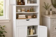 Storage Cabinet, Freestanding Bathroom Storage Unit with Adjustable Shelves, Drawer