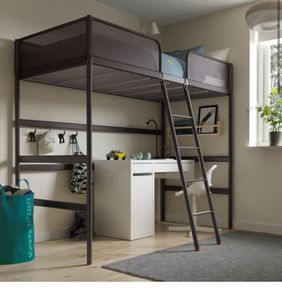 TUFFING Loft bed frame, dark grey, 90x200 cm