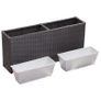 Garden Raised Bed with 2 Pots 90x20x40 cm Poly Rattan Black Image 2