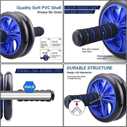 NEW SALE | 7-IN-1 Ab Roller Wheel Set With, 2 Push-up Bars, Resistance Band, Skipping Rope, Hand Grip And Knee Pad, Fitness Workout At Home Gym