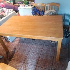 table used not too bad if you like it could be sanded to freshen it up or put a cover over it but solid plenty of life left in it just the table