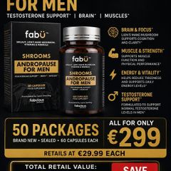 fabu Shrooms Andropause for Men. 50 Packs Supplement. Shilajit. Vitamins B2, B5, B6 & B12.