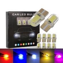 10x 194 T10 W5W LED Car Light Super Bright COB Car Bulb 6000K White Yellow Blue Red Green License Plate Lamp Dome Light Bulbs