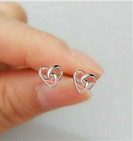 Silver Heart Shaped Earrings Stamped 925