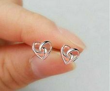 Silver Heart Shaped Earrings Stamped 925