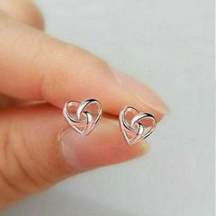 Silver Heart Shaped Earrings Stamped 925