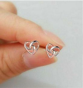 Silver Heart Shaped Earrings Stamped 925