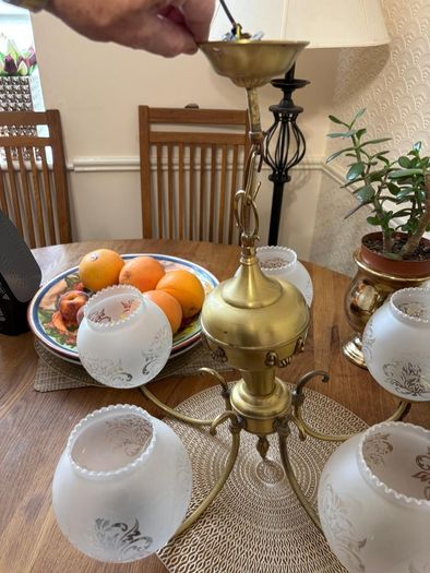Vintage brass chandelier, total hight 55cm