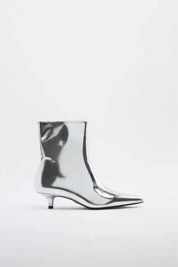ZARA Metallic Effect LEATHER Ankle Boots