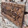 Vintage African Hand-Carved Wood Wall Relief Panel (29x64 cm) Image 3