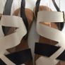 Lotus Ladies Strappy White and Navy Flat Sandals size 5 Image 4