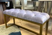 SALE! Metal bench lilac velvet seat