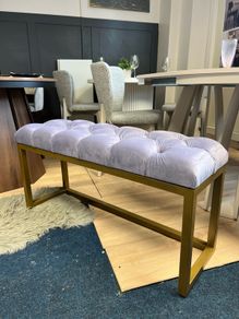 SALE! Metal bench lilac velvet seat