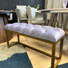 SALE! Metal bench lilac velvet seat