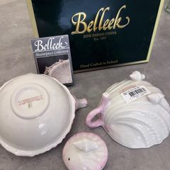 Rare Neptune Pink Tea for one set 2011 Belleek Masterpiece collection