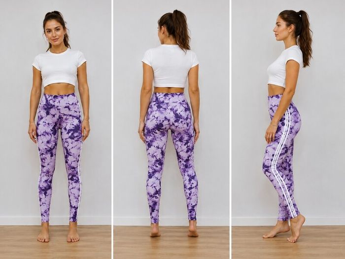 Purple Tie Dye High Waisted Leggings with Side Stripes S/M