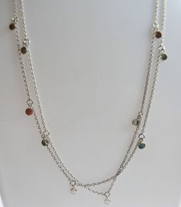 Vintage Sterling Silver 925 Long Dangles Charms Necklace  Length 19" - 4,6g