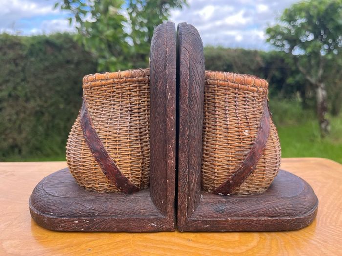 vintage fishing creel book ends