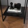 Industrial Design Side Table Coffee Table Bedside Table, 1 Shelf, Black Image 3