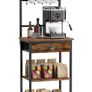 5 Tier Coffee Bar Station, Coffee Stand with Fabric Drawers, 8 S-Shaped Hooks Image 4