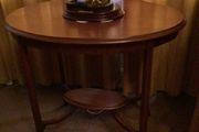 Vintage oval inlaid  side table with oval smaller shelf underneath