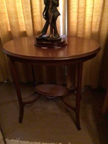 Vintage oval side table with oval smaller shelf underneath