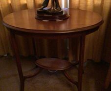 Vintage oval side table with oval smaller shelf underneath