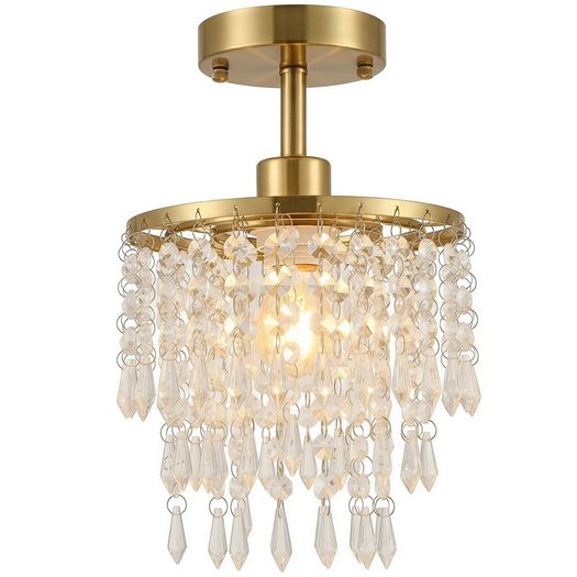 Gold Crystal Ceiling Light With 57 Crystal Strands Ceiling Light With ...