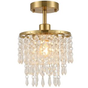 Gold Crystal Ceiling Light With 57 Crystal Strands Ceiling Light With ...