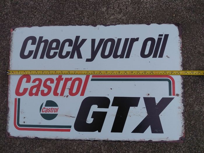Large Vintage Style Castrol Oil GTX Metal Sign