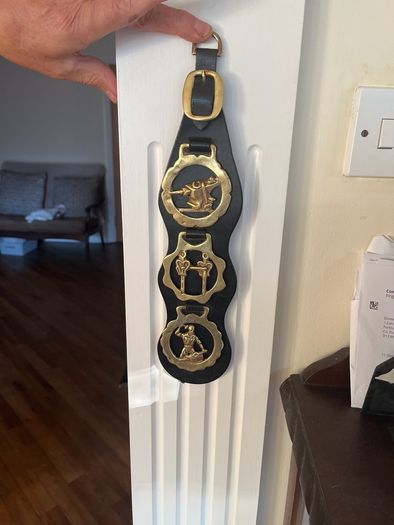 Vintage Collectable Horse Brass leather strap