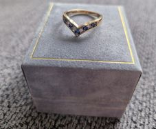 Diamond and Sapphire Wishbone 9ct Gold Ring