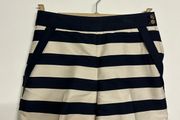 H&amp;M navy/cream striped shorts, size Eur 36. (Uk8)